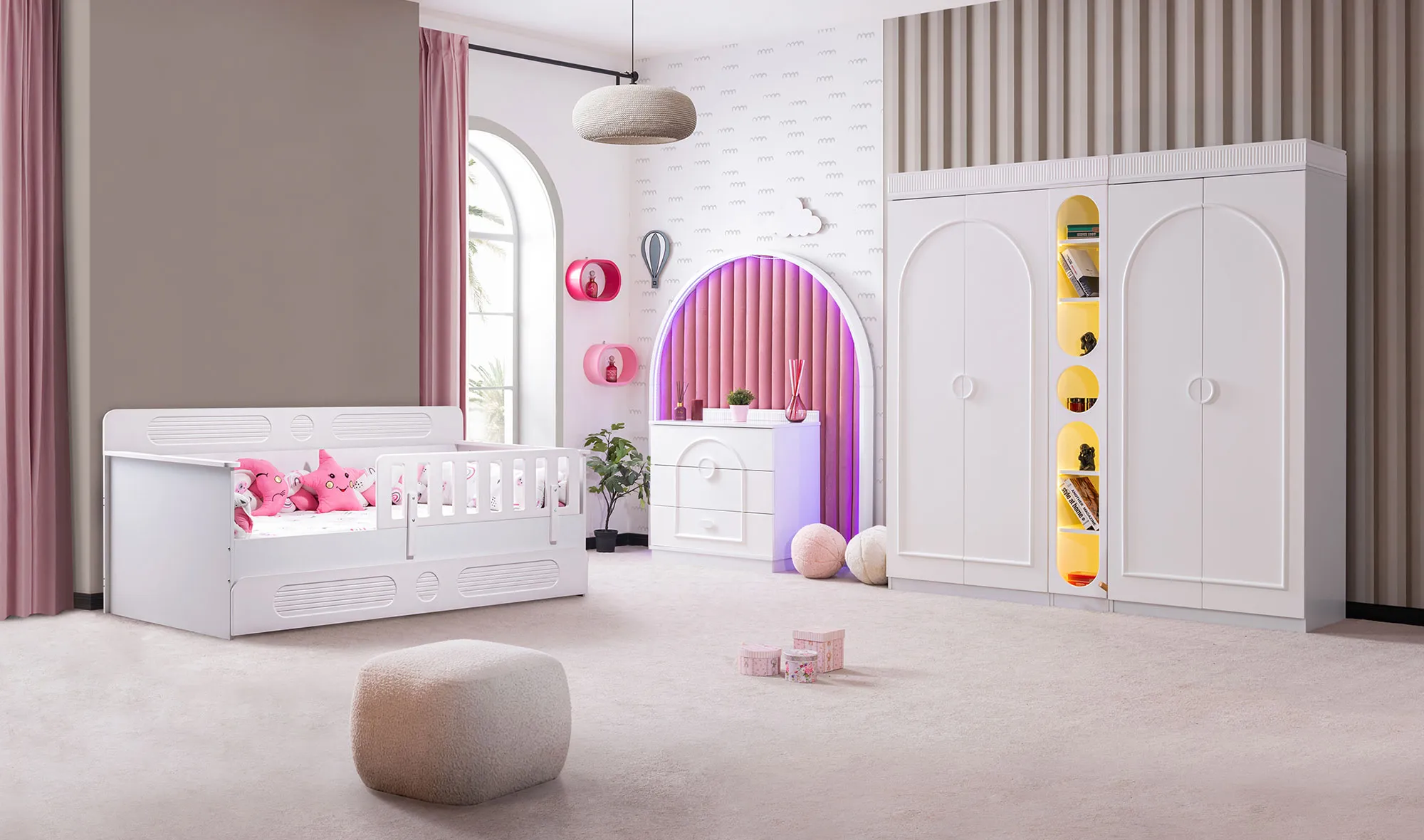 Gardrop + Karyola Montessori + Şifonyer